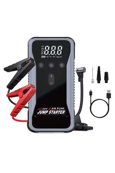 AGD Fast Car Jump Starter with Air Pump and Emergency Light - Portable