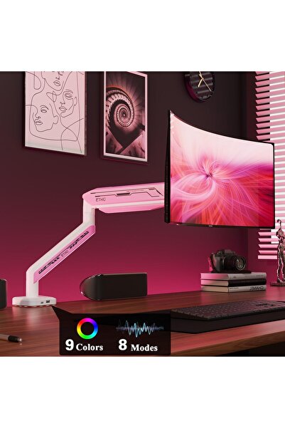 Generic ETHU Single Heavy Duty Monitor Arm for 17-42 inches, 15KG, 30 RGB Lighting, VESA 75/100mm, Rosy