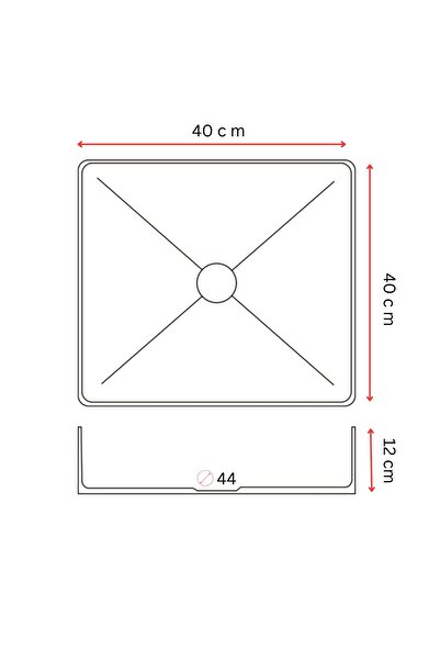SanDonna Stainless steel sink - HD4040 SQUARE BLACK