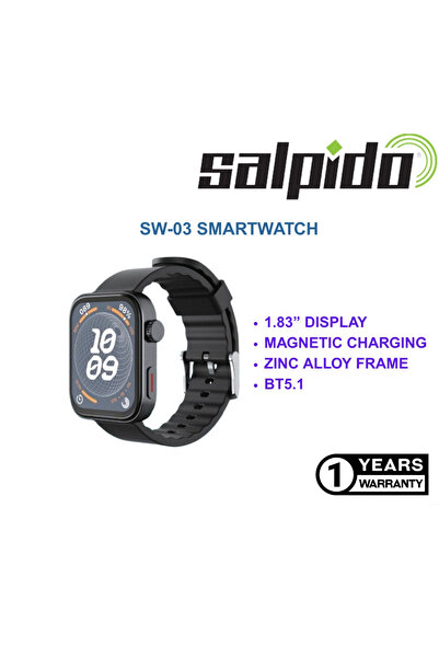 Salpido Smart Watch – 1.83” HD Display, Bluetooth 5.1, Fitness & Sleep Tracker, Touchscreen- Black