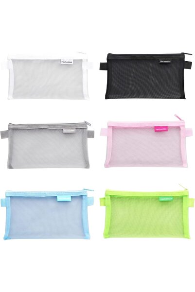 Arabest حقيبة أقلام شبكية من YelaJoy، عبوة من 6 قطع، وحقائب شبكية صغيرة بسحاب...