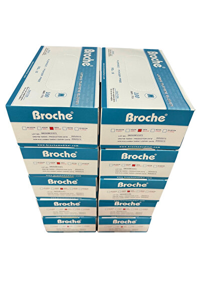 Broche LATEKS PUDRASIZ MUAYENE ELDİVENİ M BEDEN 10'LU PAKET