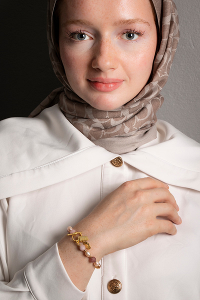 OSMANLI DOĞAL TAŞ Certified Mai Bracelet-Baroque Pearl, Citrine, Pink K, Strawberry K., with Silver Charm and Apparatus (Sk:074)