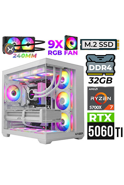 XASER Nova X70 Ryzen 7 5700X 32GB Ram 2TB M.2 NVMe SSD 16GB RTX5060 Ti Sıvı S...