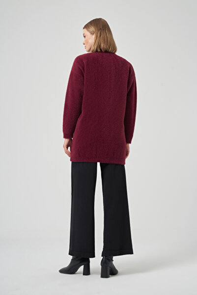 Nuss Button Detail Angora Cardigan 7005 Burgundy