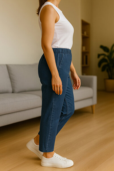 CEDY DENIM - Large Size Stretch Fabric , Elastic Waist Jeans C636-Light Blue