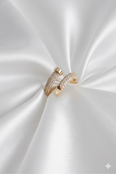 Dorvina Brass Women's Ring Gold Color Nail Model with Zircon Stone |   Stylish and Durable Jewelry, Accessory