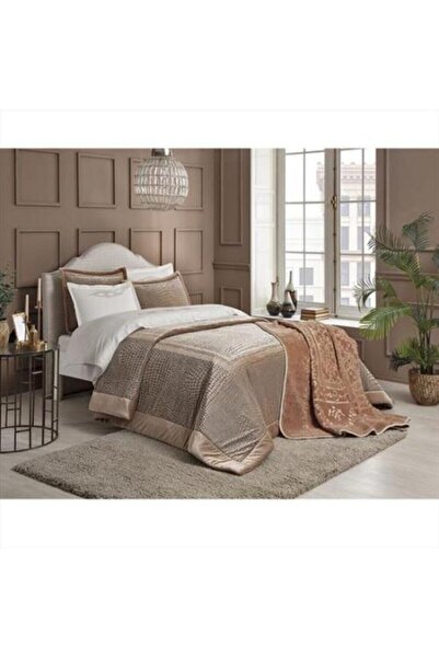 MuratogluHome Brown Double Laura Dowry Set Tac
