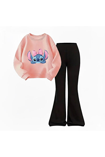 Machetta Children's Stitch Printed Sweatshirt Flared Tracksuit Set
