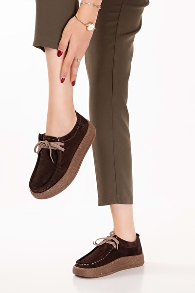 Gondol Genuine Leather Daily Comfortable Rubber Laced Casual Shoes In.610 Brown Suede