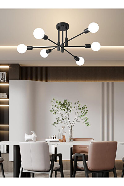 Generic Modern Minimalist Sputnik Ceiling Chandelier, American Iron Art, Bedroom/Dining Lamp