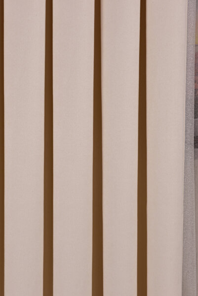 Setekshome Düz Ada Background Curtain Ecru