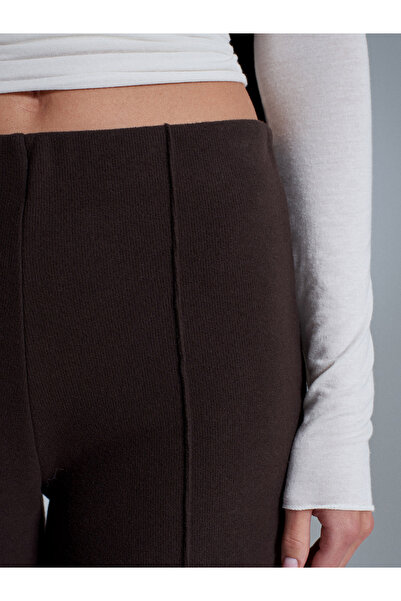 Dilvin 71941 Elastic Waist Wide Leg Sweatpants-Dark Brown