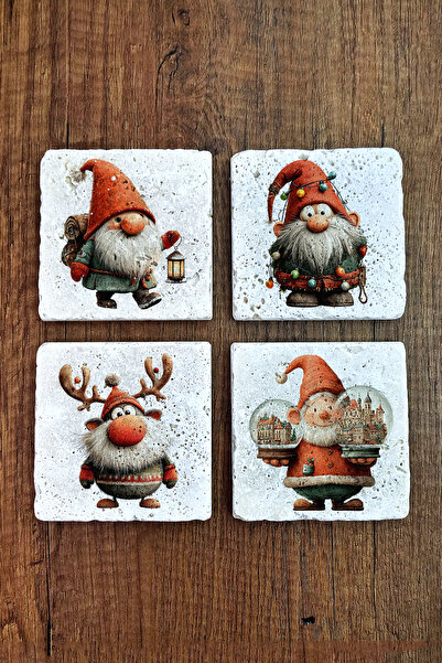 Begoloni Stone Decor حامل أكواب من الحجر الطبيعي - كريستماس كليبارت مطبوع 10x...