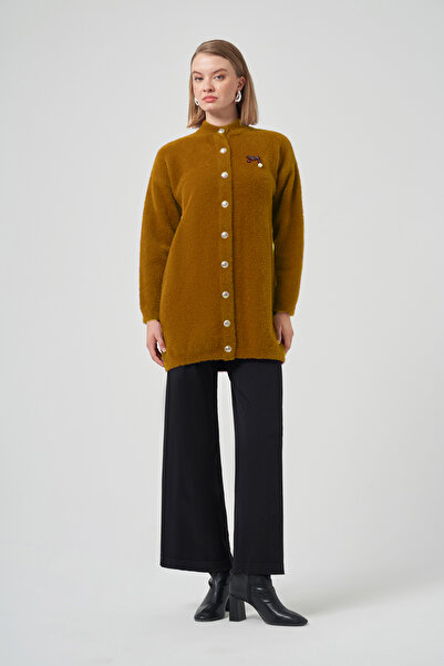 Nuss Button Detail Angora Cardigan 7005 Cinnamon