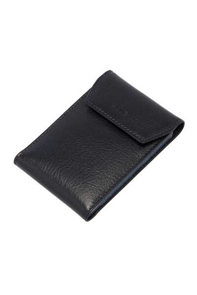 Tergan Navy Blue Genuine Leather Unisex Credit Card Holder - S1Kk00001193-H86