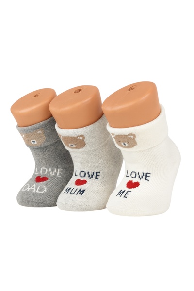 JUST SOCKS 3'Lü Bebek Havlu Pamuk Soket Çorap