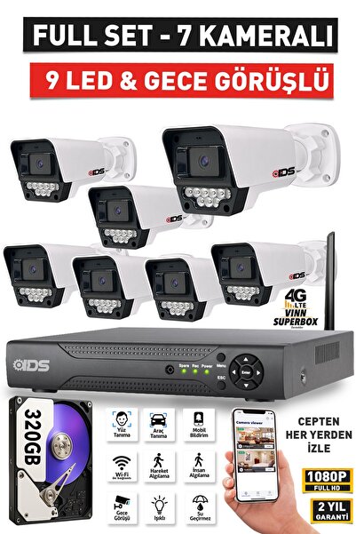 IDS 7 KAMERALI 1080P FULLHD 5MP LENSLİ 9 LED GECE GÖRÜŞLÜ GÜVENLİK KAMERASI S...