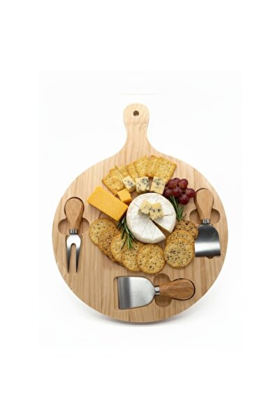 Mooniva Wooden Cheese Board Set with 3 Ustensils – Serving Platter for Cheeses, Appetizers, Elegant Gift