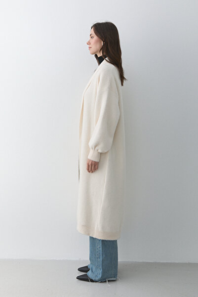 Laluvia Cream Long Knit Cardigan - 251015