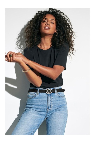 ONLY Cureaua de jeans din piele artificială ONLRASMI NOOS Curea neagră pentru femei - 15185213