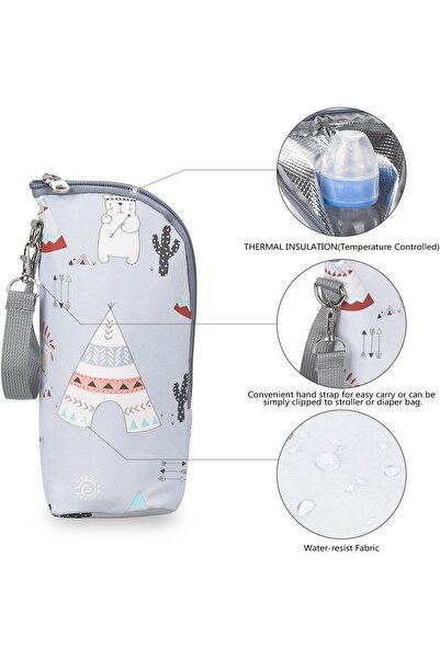 X SPRING Insulated Baby Bottle Bag - Portable Bottle Warmer & Milk Storage (Gray)