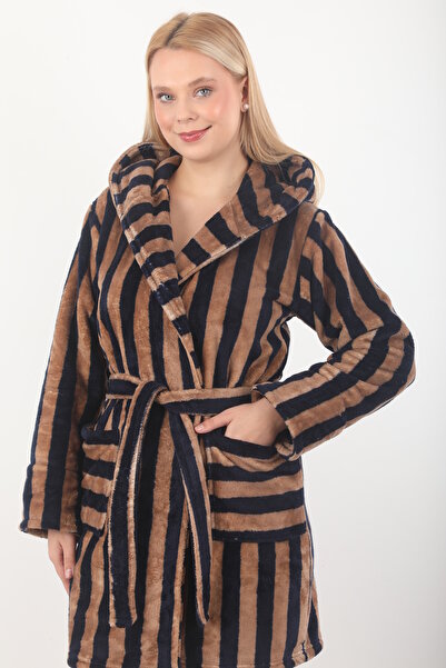 Wild Love Γυναικείο κοντό φόρεμα με κουκούλα με ρίγες από 100% μπαμπού