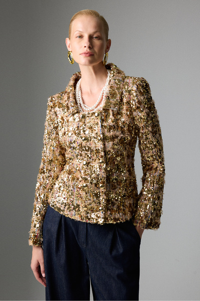 Roman Çıtçıt Detaylı Payet Ceket Gold K2616031_076