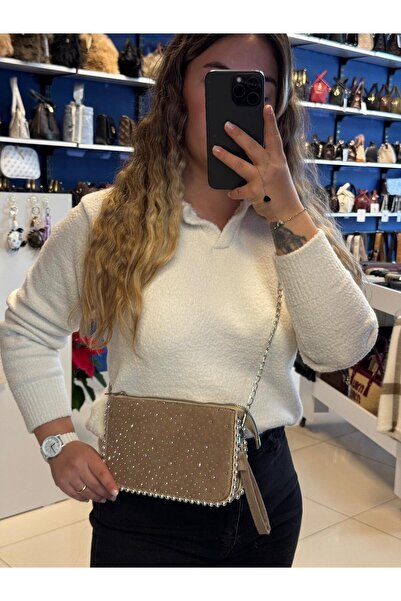 balbagss Women's Suede Stone Chain Strap Stylish Hand and Shoulder Bag