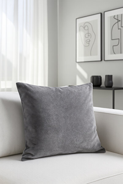 Premier Home Plain Velvet Cushion Cover Silver V1 50X50