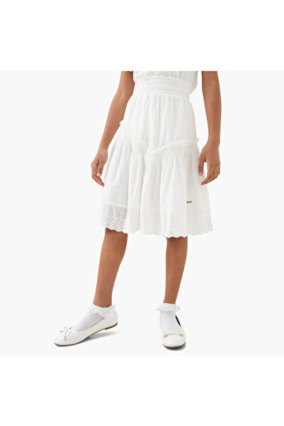 Lee Cooper Solid Tiered Skirt with Shirred Waistband