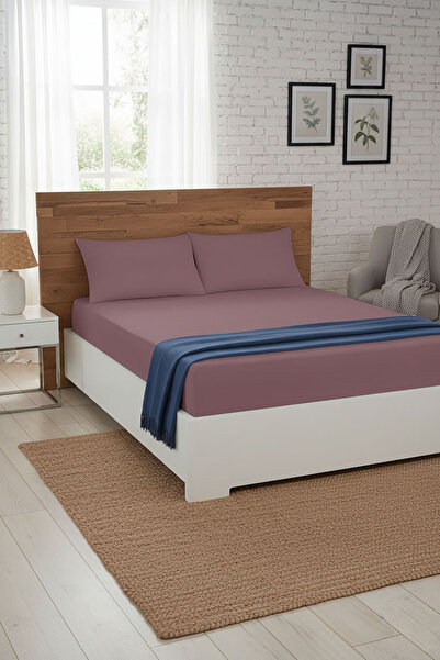FAVORA 100% Cotton Ranforce Premium King Size Fitted Sheet Set - Dusty Rose