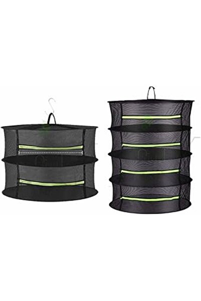 Generic Hanging 2-Layer Foldable Mesh Drying Basket for Herbs and Plants (Orange)