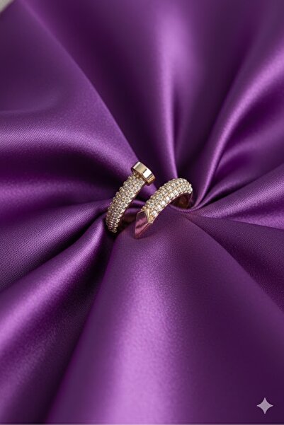 Dorvina Brass Women's Ring Gold Color Nail Model with Zircon Stone |   Stylish and Durable Jewelry, Accessory