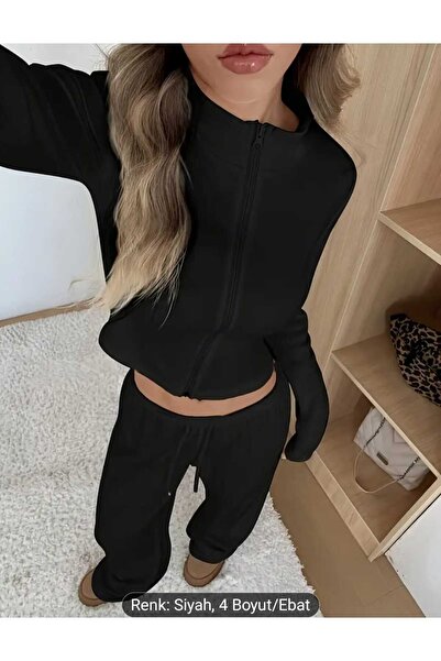 SERYY MODA Μαύρο Γυναικείο Χειμερινό Φούτερ με Σαρωτήρια