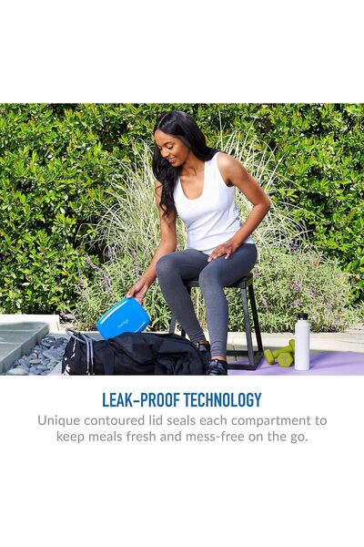 Bentgo Fresh Leak-Proof 4-Section Bento Lunch Box with Removable Divider, BPA-Free (Blue)