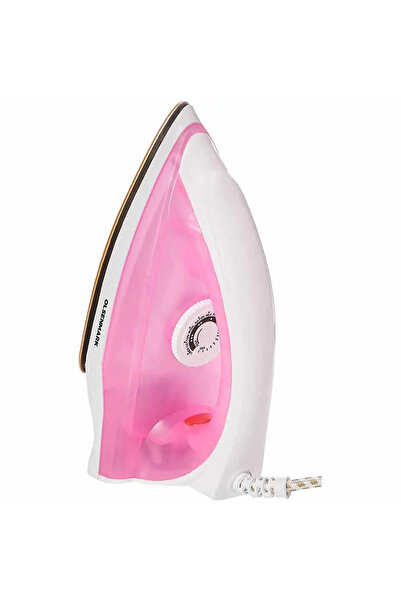 Olsenmark Dry Iron, White and Pink Dry Iron Non-Stick Coating Iron- Golden
