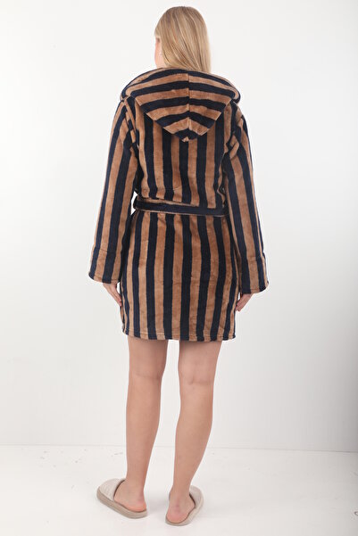 Wild Love Γυναικείο κοντό φόρεμα με κουκούλα με ρίγες από 100% μπαμπού