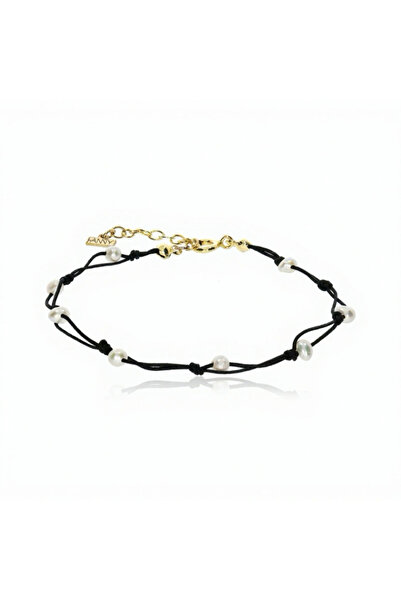 HANNY Black cord and cultured pearl bracelet