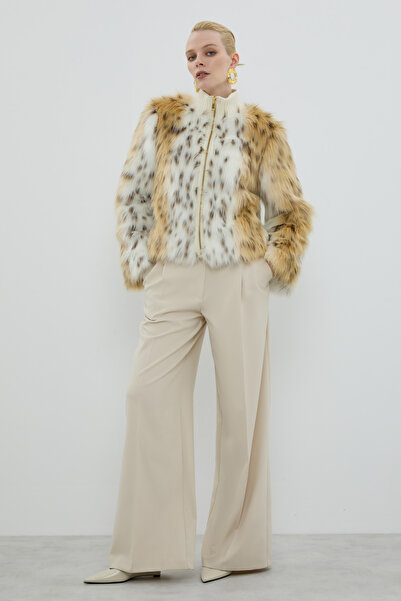 Roman Ribana Yakalı Fermuarlı Kürk Mont Standart Renk K2617504_089