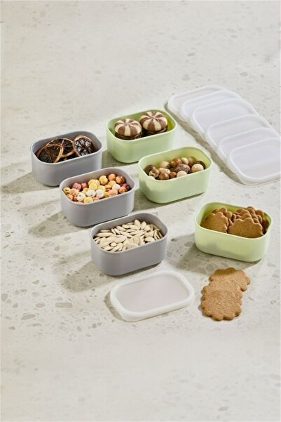 Bayev Pots Green and Gray 6-Piece Storage Container Set - Breakfast Snack Storage Box with Leak-Proof Lids
