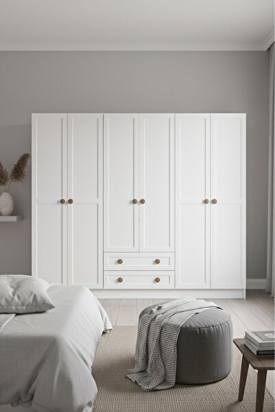 Platinreyon BOHEM 6 KAPAK 2 ÇEKMECE GARDIROP MDF KAPAK