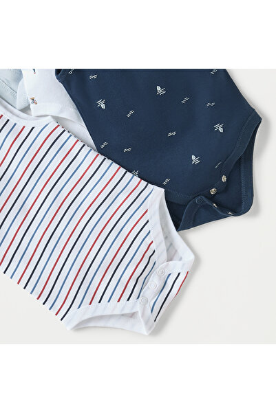 Juniors Printed Sleeveless Bodysuit with Button Closure - Set of 5