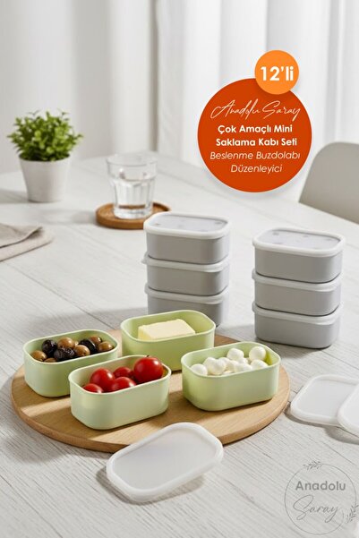 Anadolu Saray 12-Piece Multi-Purpose Mini Storage Container Set - Nutrition & Refrigerator Organizer