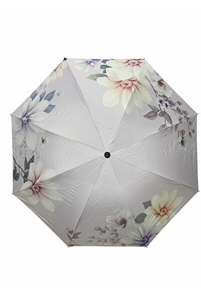 Libra Otomatik Açılır Kapanır Lacivert Çiçek Desenli Katlanır Şemsiyesi