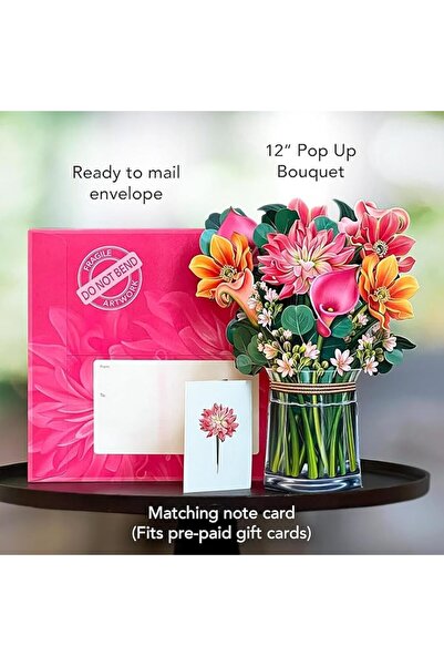 Arabest بطاقات منبثقة ورقية، بطاقات تهنئة منبثقة ثلاثية الأبعاد على شكل باقة ...