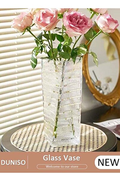 DOMEET Clear Glass Vase, Modern Decorative Vase, Large Irregular Shape Vintag...