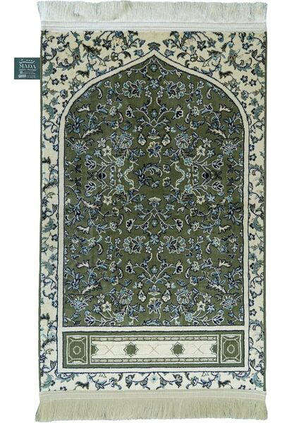 Platinum Mihrab Prayer Rug - Rawdat Al-Madinah, 70 cm x 1.1 m, Green
