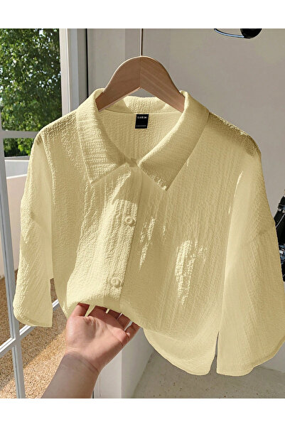 Sheya Cămașă cu mânecă scurtă Shein Curve+, galben