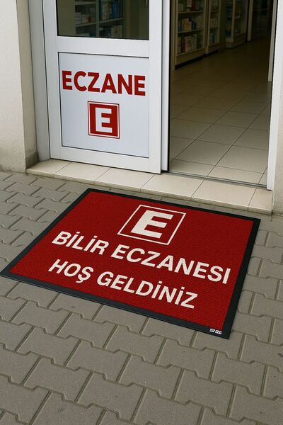 BNG PASPAS Eczane Logolu Paspas Hoşgeldiniz Kaydırmaz Lazer Kesim Renk Atmama...